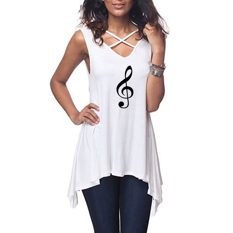 Treble Clef Cross Sleeveless Top
