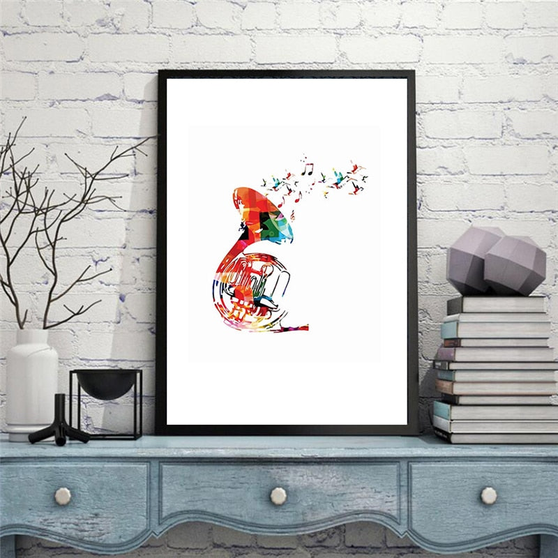 Colorful French Horn Wall Art