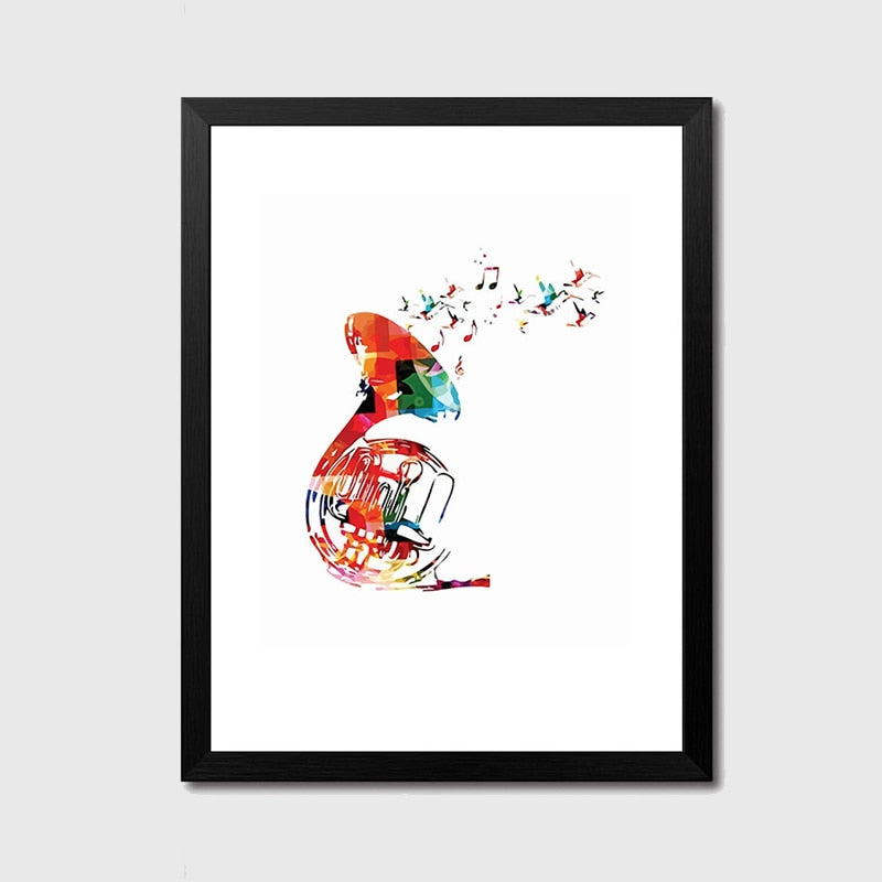 Colorful French Horn Wall Art