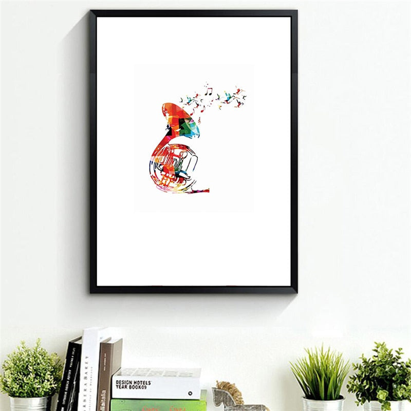 Colorful French Horn Wall Art