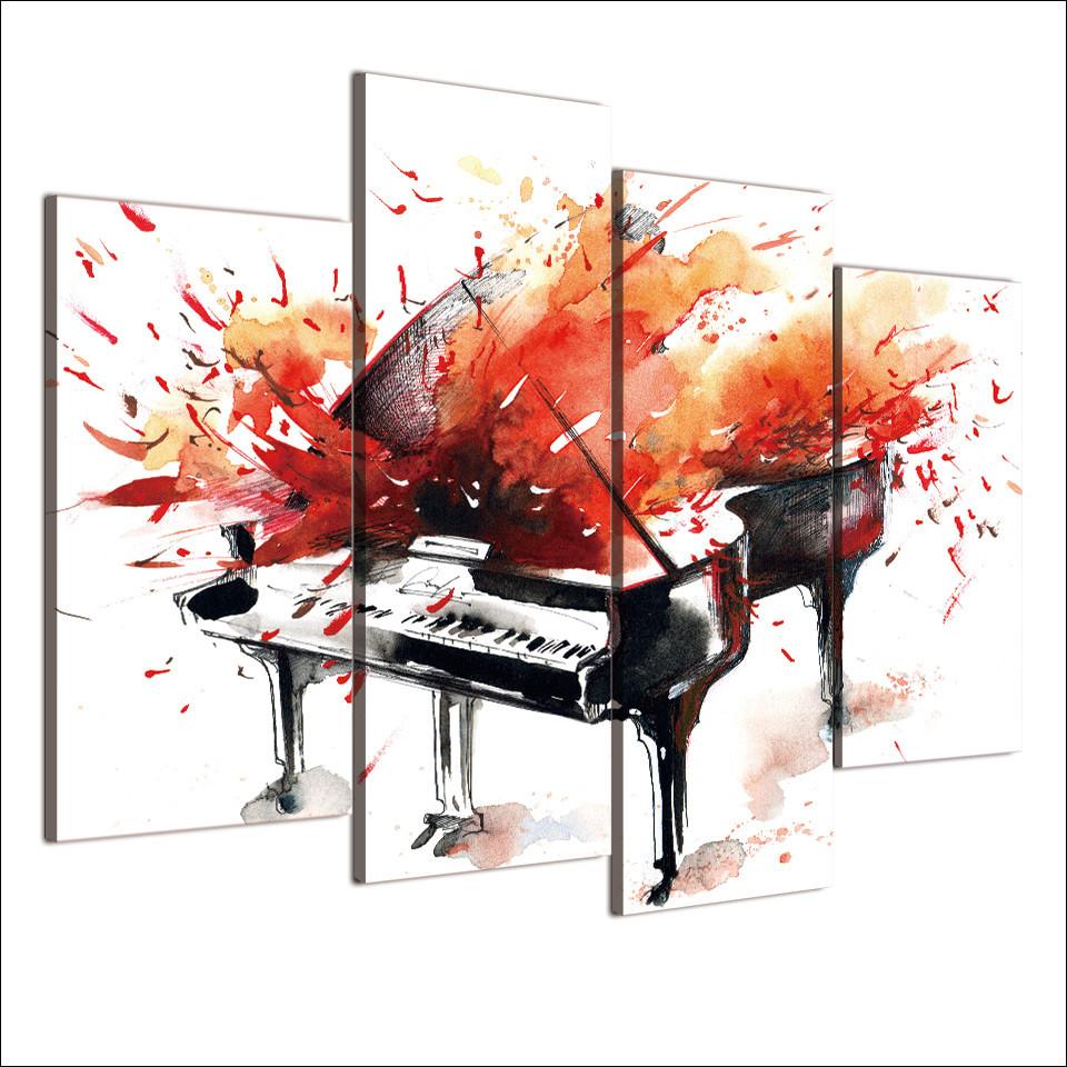 4 Pieces Abstract Piano Canvas Art - { shop_name }} - Review