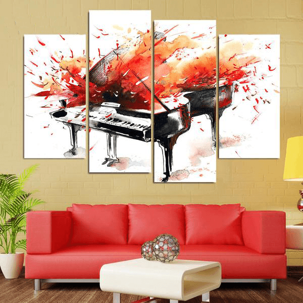 4 Pieces Abstract Piano Canvas Art