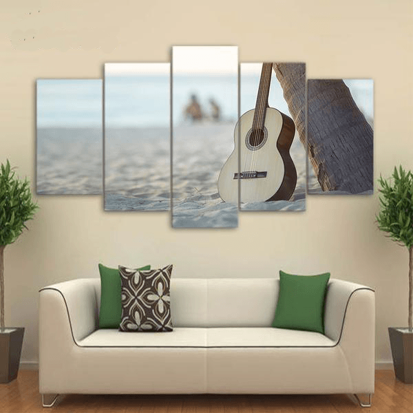 5 Pieces Beach Guitar Canvas Art - { shop_name }} - Review