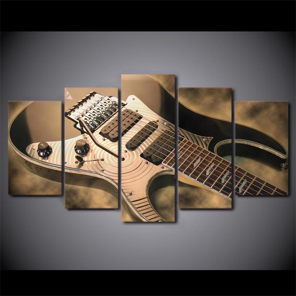 5 Piece Vintage Electric Guitar Canvas Art