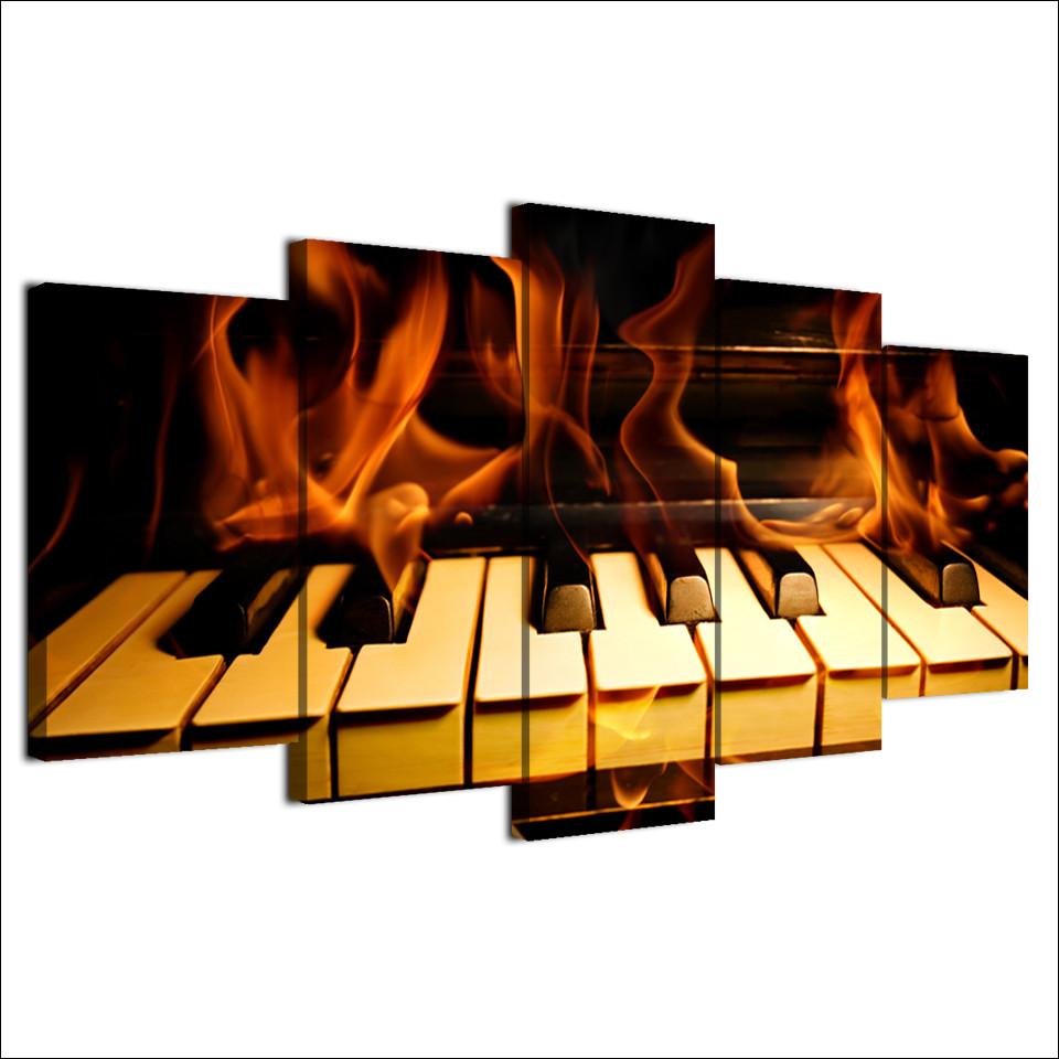 5 Pieces Burning Piano Canvas Art - { shop_name }} - Review