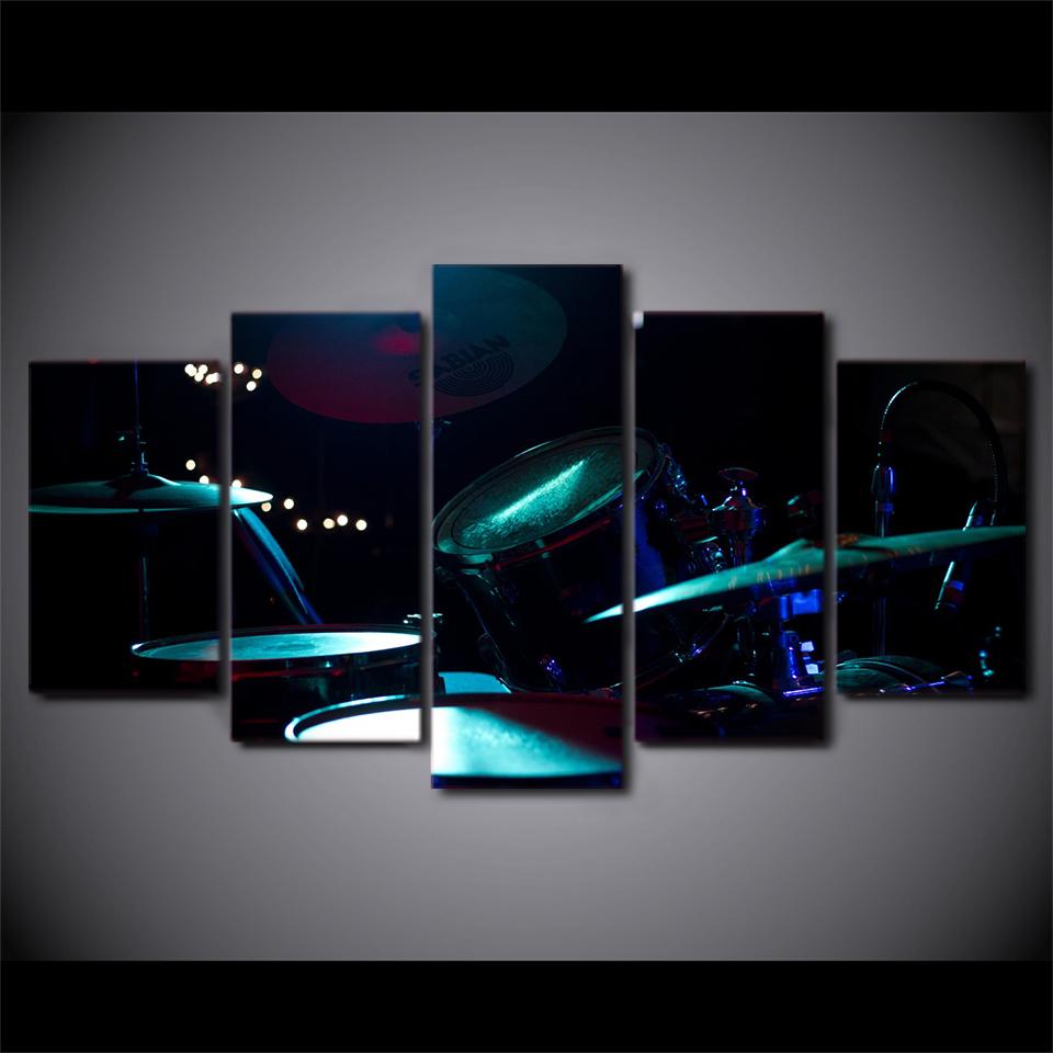 5 Pieces Cobalt Drum Set Canvas Art - { shop_name }} - Review