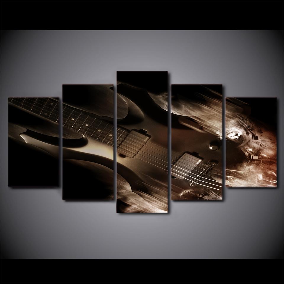 5 Pieces Dark Guitar Canvas Art - { shop_name }} - Review