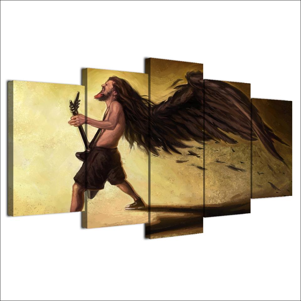 5 Pieces Metal Wing Guitar Canvas Art - { shop_name }} - Review