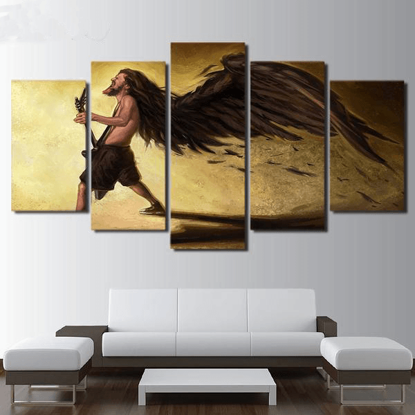 5 Pieces Metal Wing Guitar Canvas Art - { shop_name }} - Review