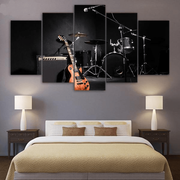 5 Pieces Band Instrument Canvas Art