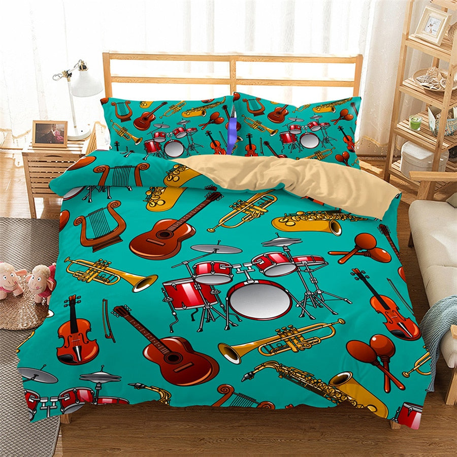 Music Instrument Printed Bedding Set