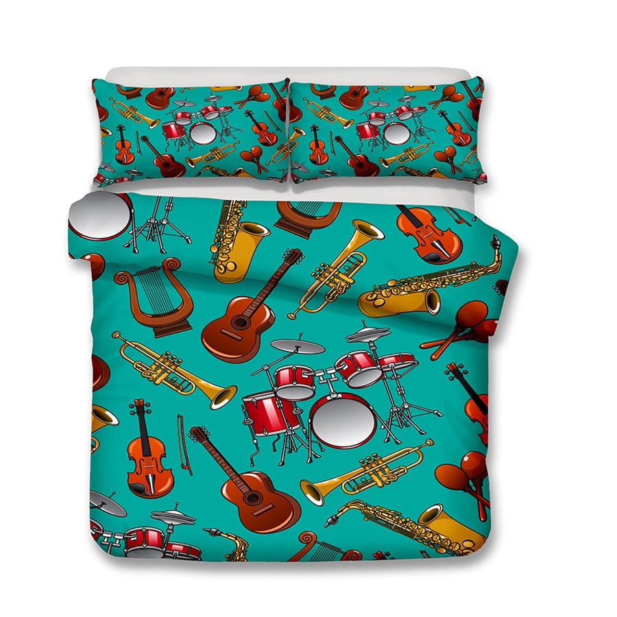Music Instrument Printed Bedding Set
