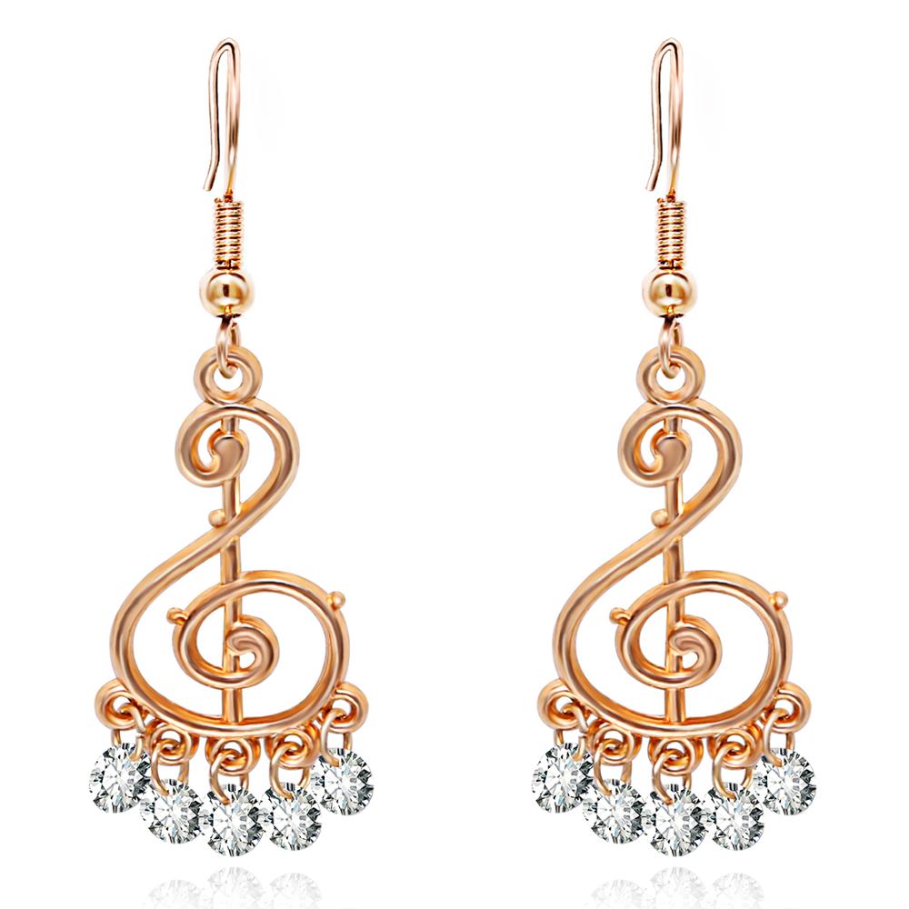 Music Notes Rhinestone Drop Earrings