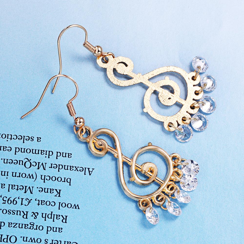 Music Notes Rhinestone Drop Earrings