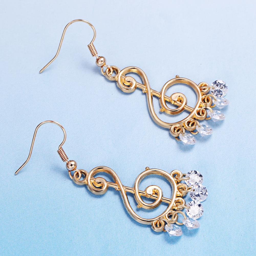 Music Notes Rhinestone Drop Earrings