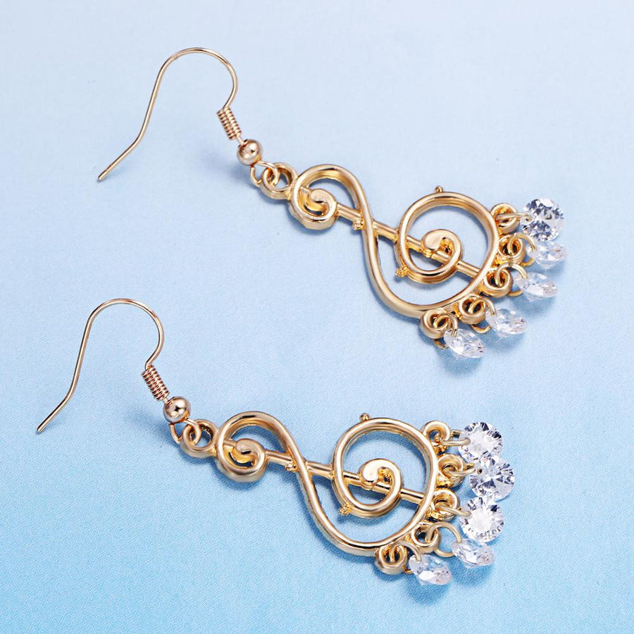 Music Notes Rhinestone Drop Earrings
