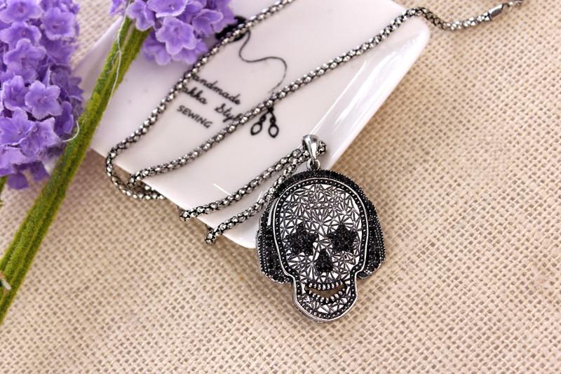 Skull Skeleton Music Headphones Pendants Necklaces