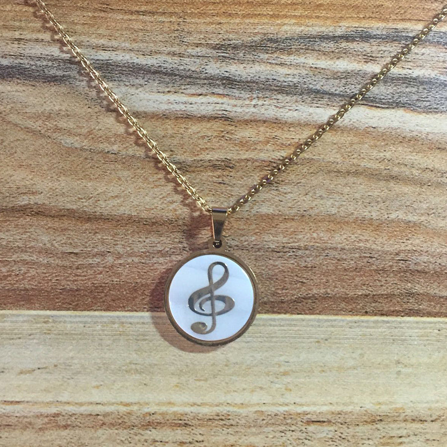 White Shell Music Note Necklace