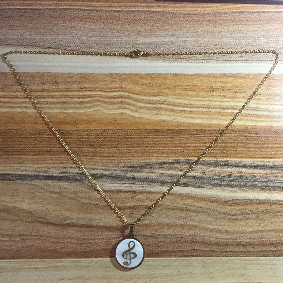 White Shell Music Note Necklace