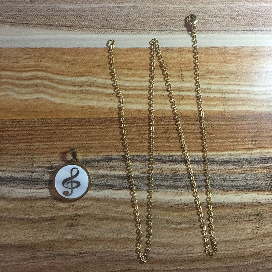 White Shell Music Note Necklace