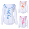 Music Note O-Neck Blouse