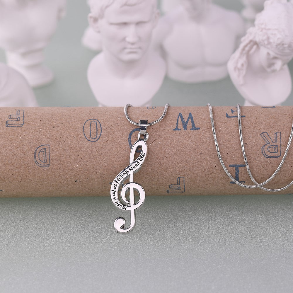"Music is what feelings sound like" Quote Necklace - { shop_name }} - Review