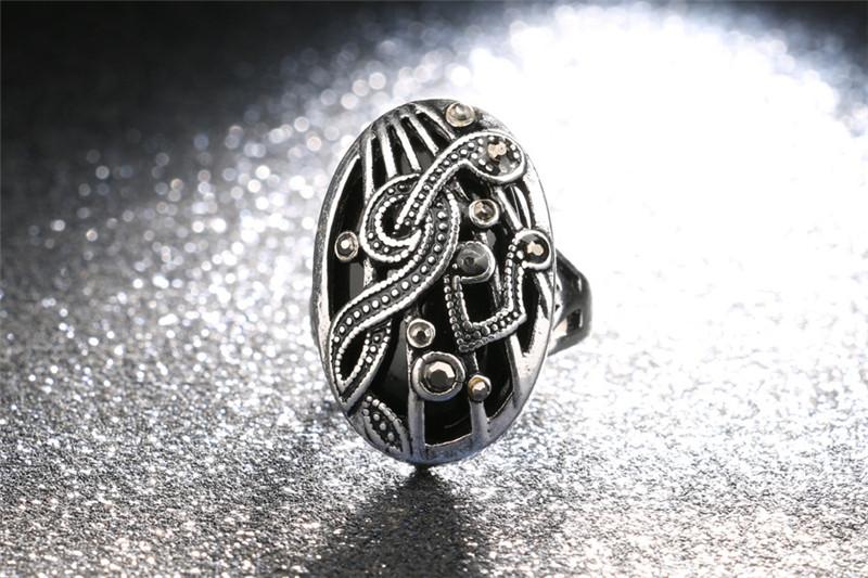 Music Silver Bohemia Oval Big Blue Stone Ring - Artistic Pod
