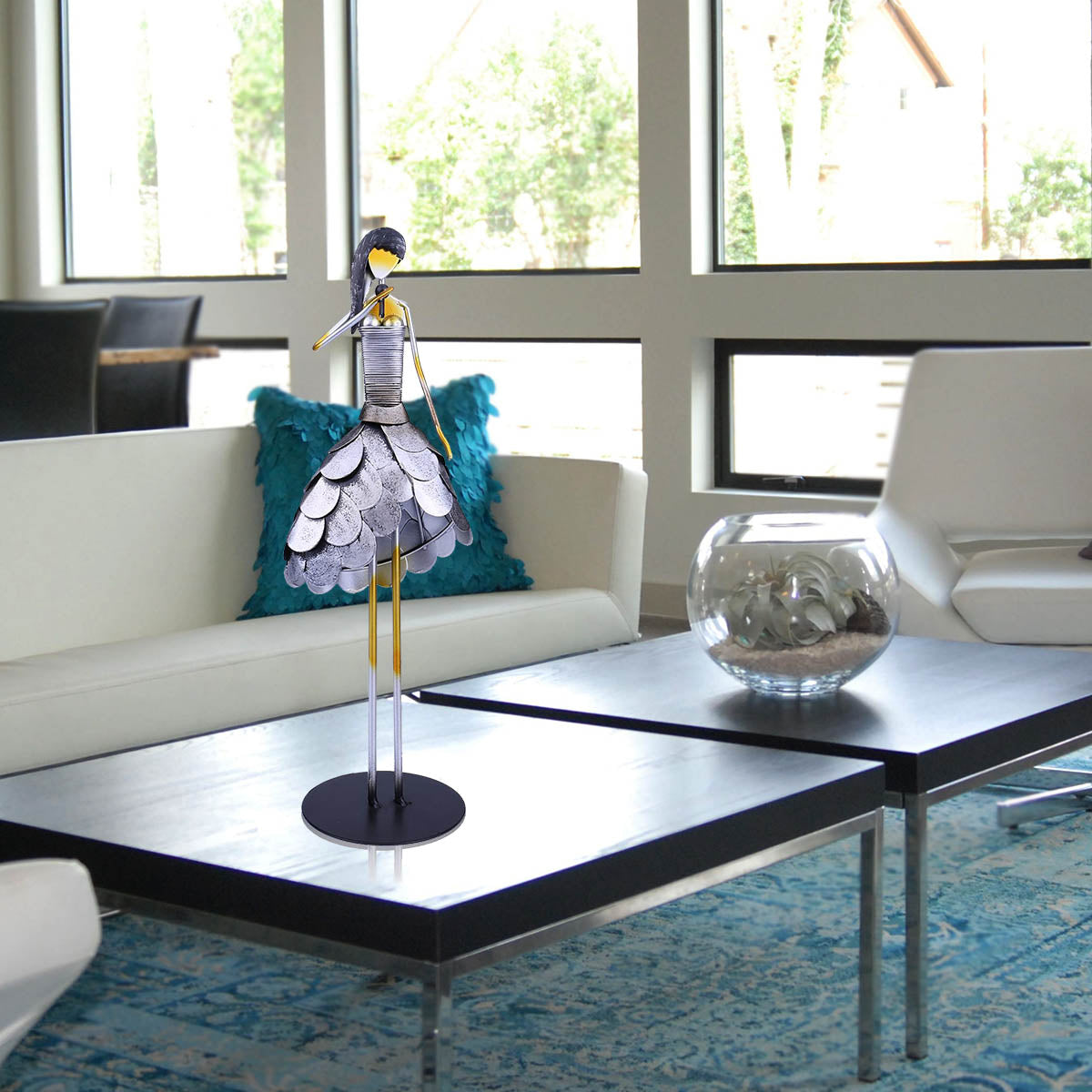 Girl With Music Instrument Sculpture