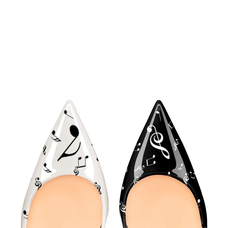 Elegant Music Notes Black/White High Heels