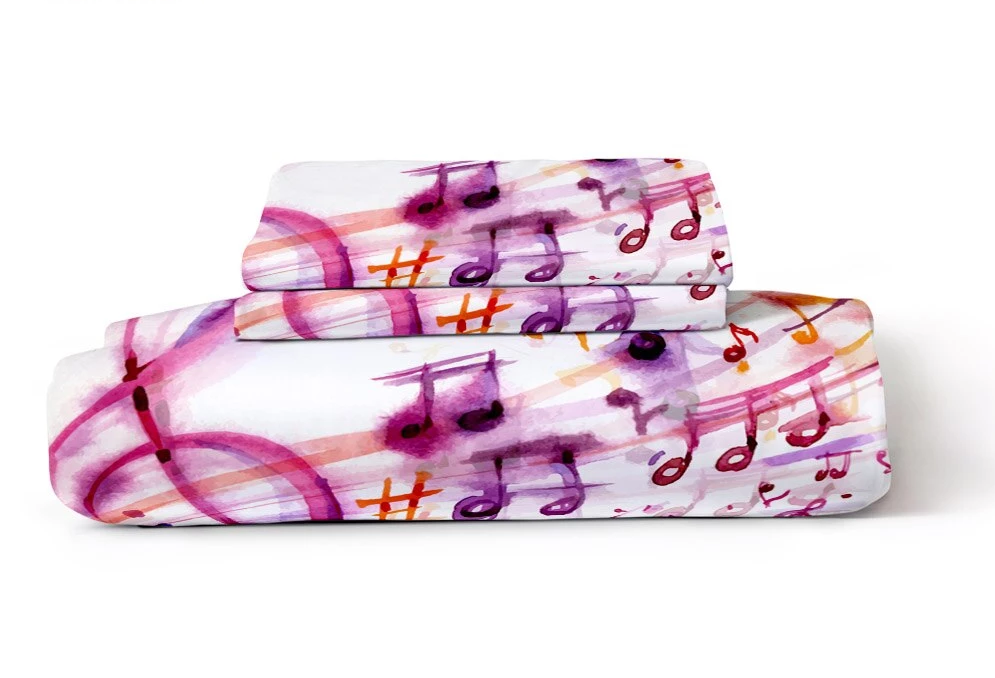 Watercolor Music Scores Bedding Set