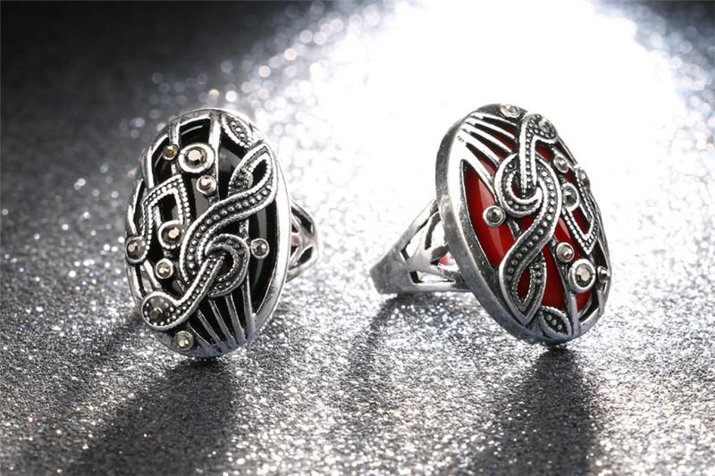 Music Silver Bohemia Oval Big Blue Stone Ring - Artistic Pod