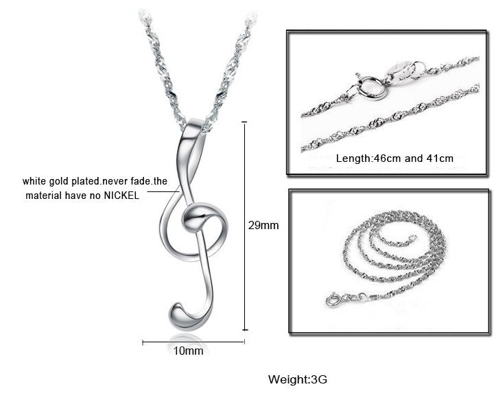 Treble Clef Long Necklace