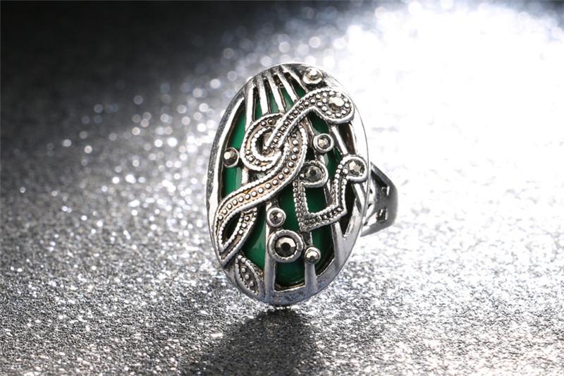 Music Silver Bohemia Oval Big Blue Stone Ring - Artistic Pod