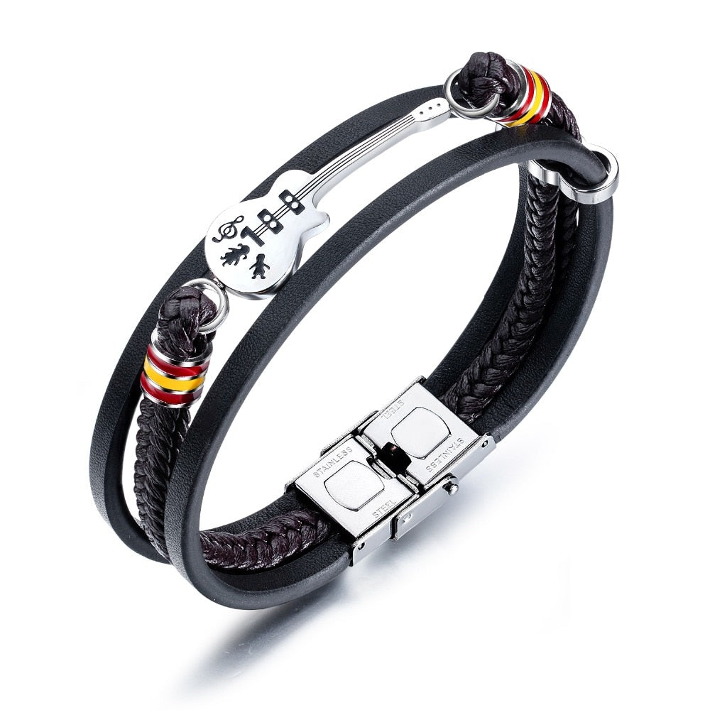 Unique Guitar PU Leather Wrap Bracelet