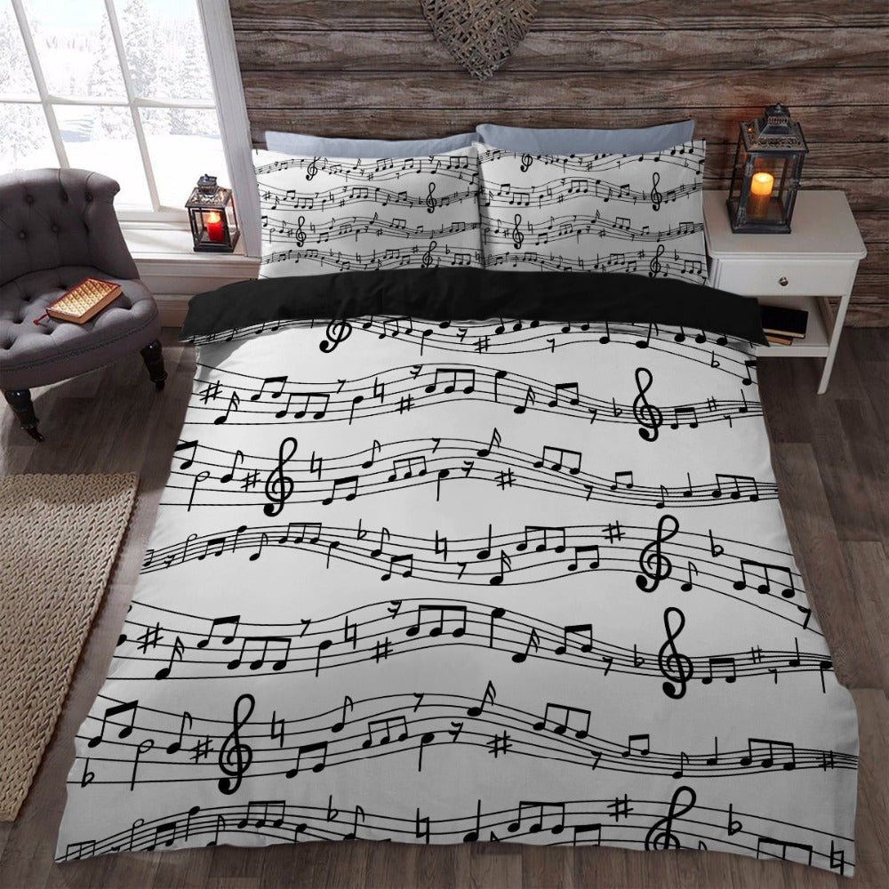 Music Note Bedspread Music Note Printed Bedding Sets - Artistic Pod