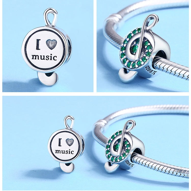 Music Note Green Beads Pendant