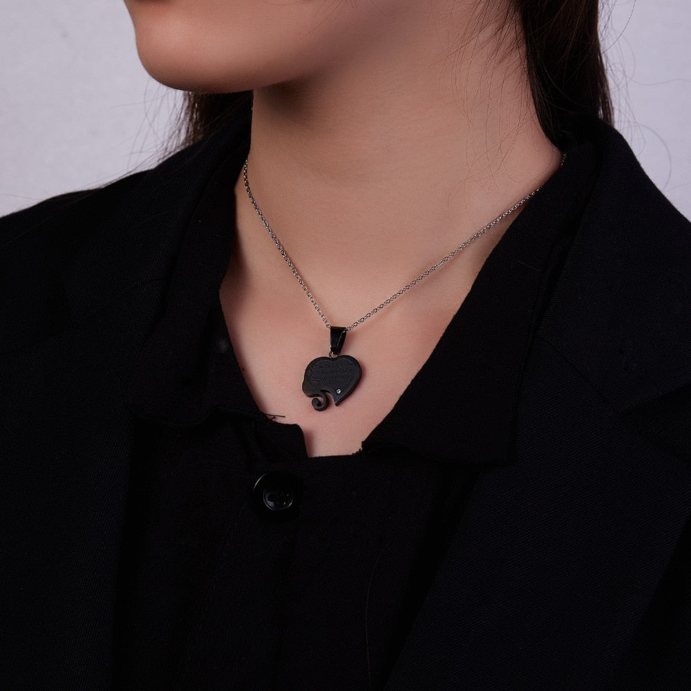 Couple Heart Musical Note Necklace