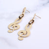 Gold Music Notes Drop Earrings