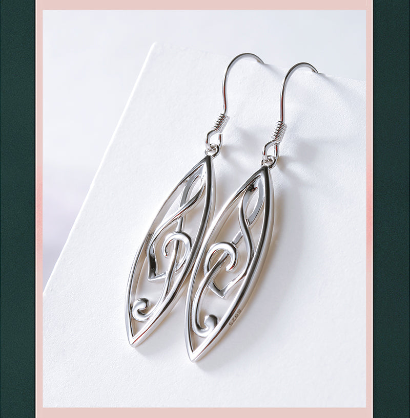 Leaf Music Notes Drop Earrings