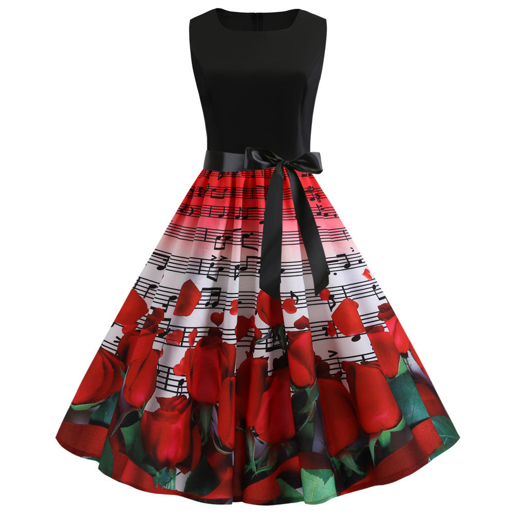 Rose & Music Swing Dress