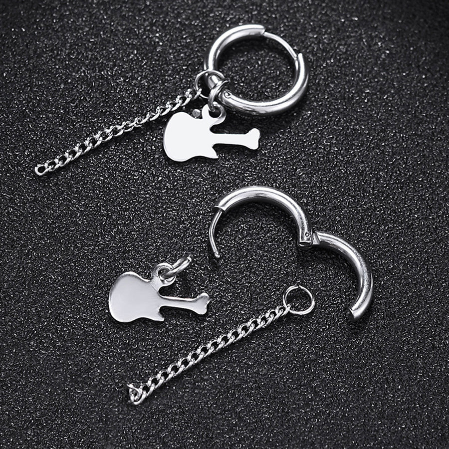 Silver Guitar Dangle Earrings