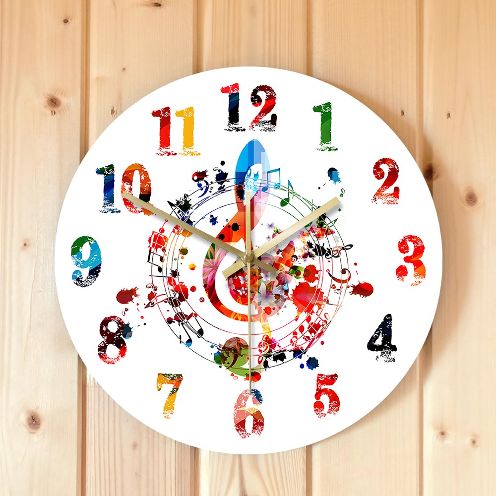 Colorful G Clef Wall Clock