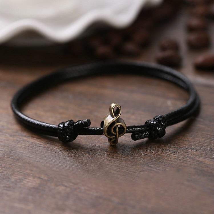 Music Notes Red/Black Rope Bracelet