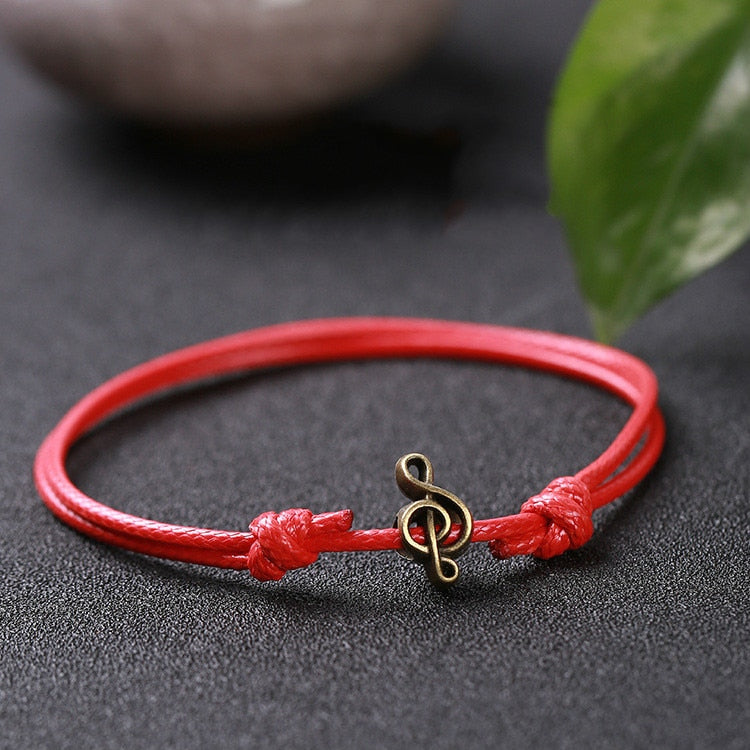 Free - Music Notes Red/Black Rope Bracelet