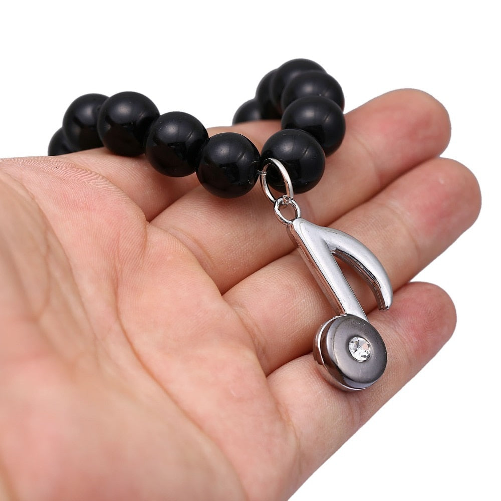 Musical Note Black Onyx Beads Bracelet