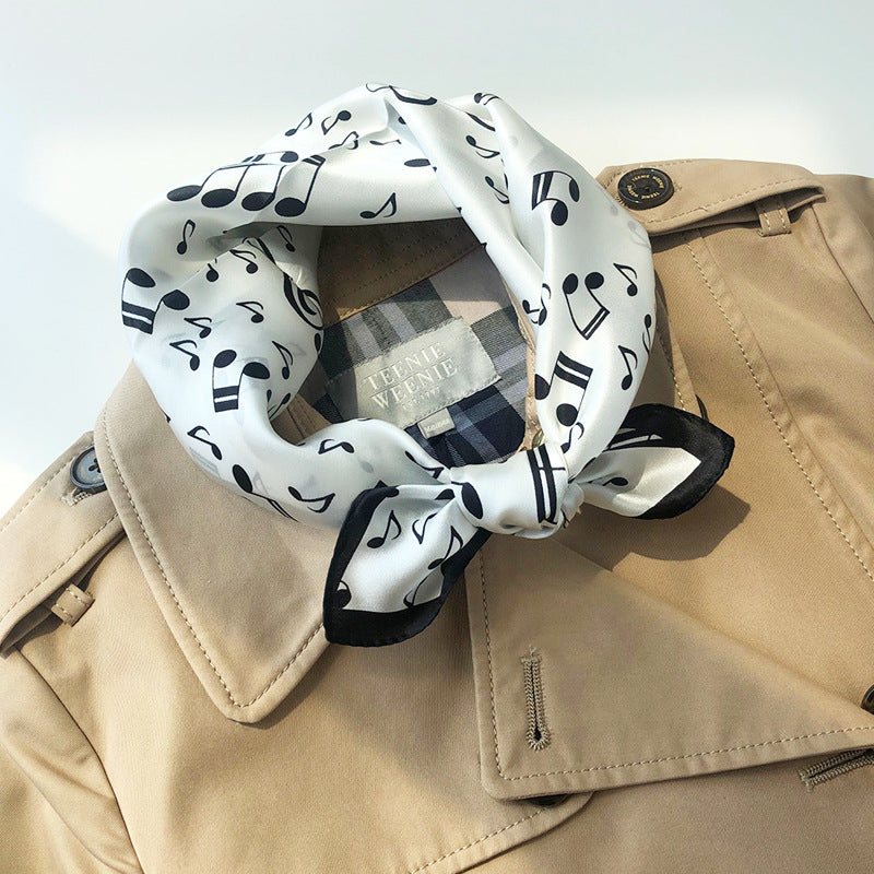 Musical Notes Printed Silk Scarf