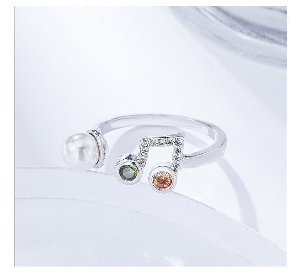 Silver-Color Music Ring