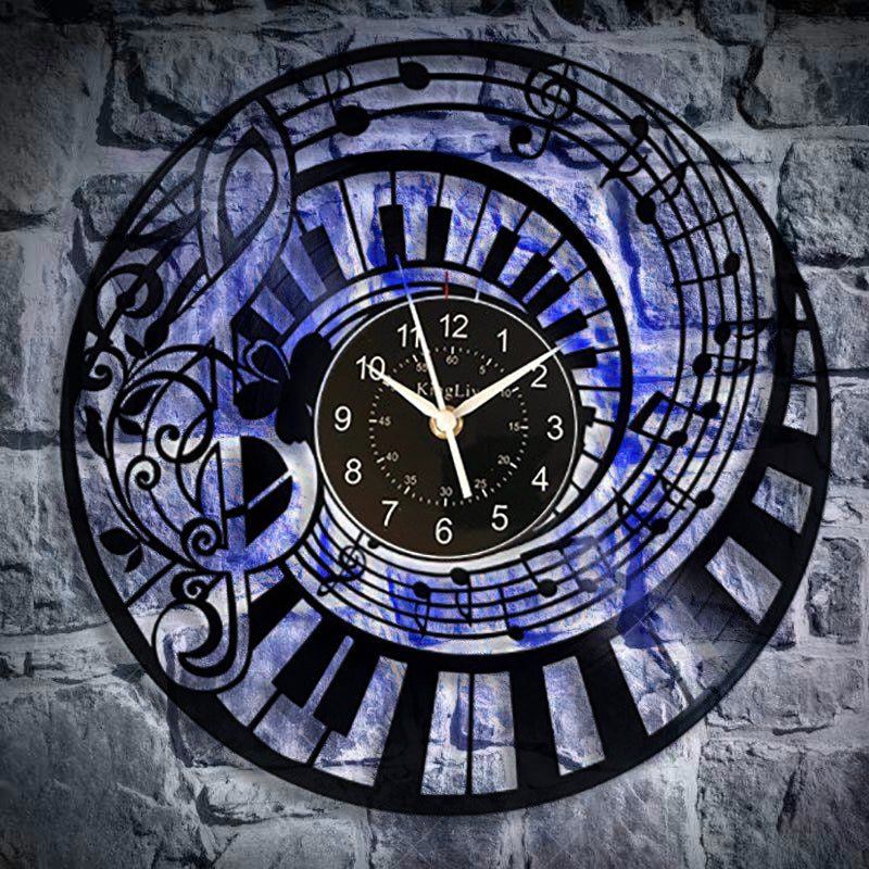 Piano Keys Treble Clef Wall Clock