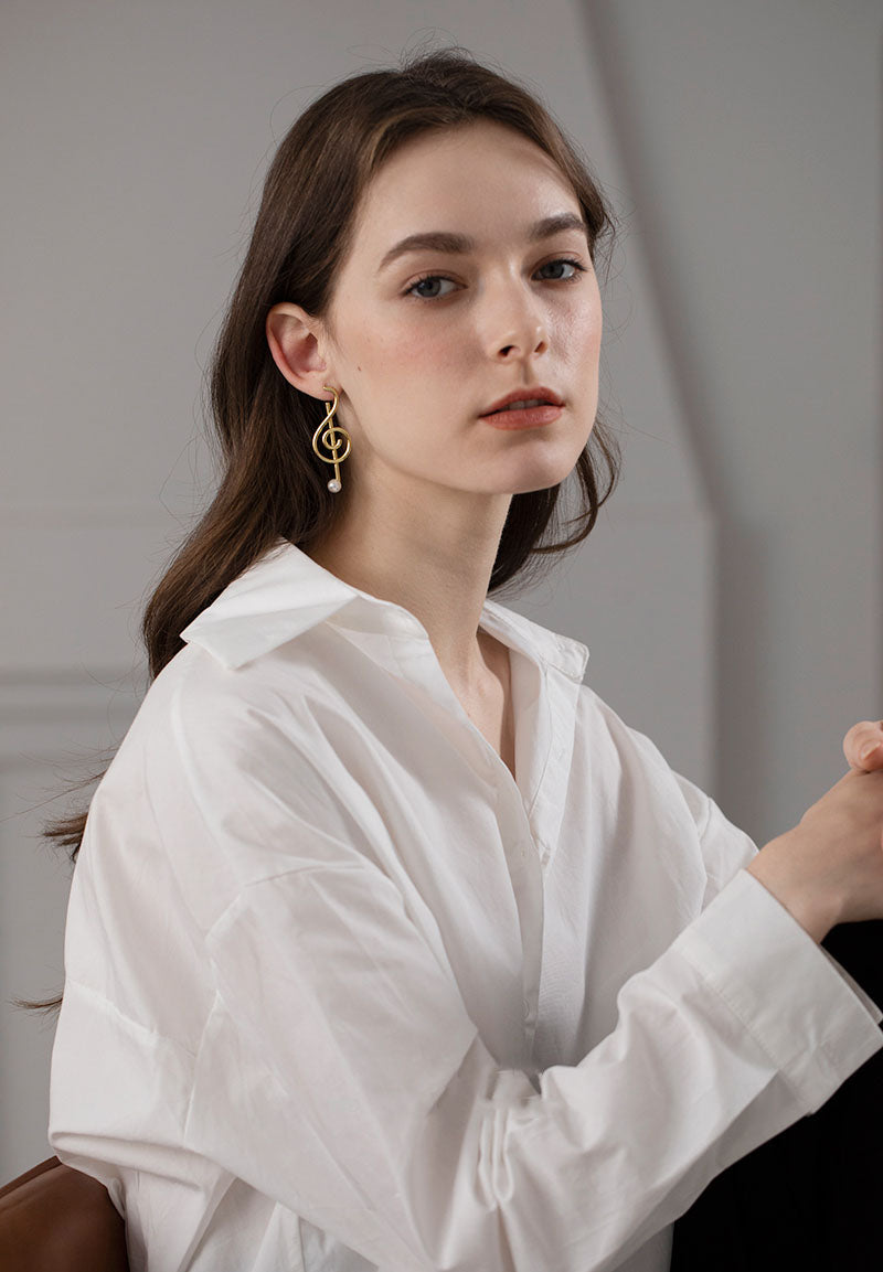 18k Gold Pearl Music Notes Earrings - { shop_name }} - Review