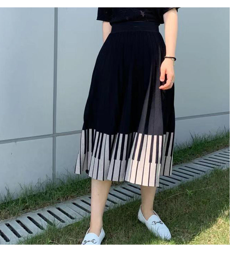 Elastic High Waist Piano Skirt